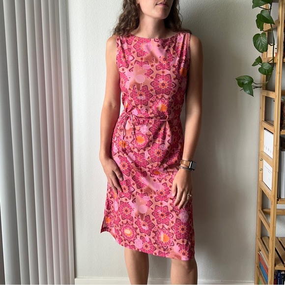 Vintage 90s La Belle Pink Midi Dress - Picture 1 of 9
